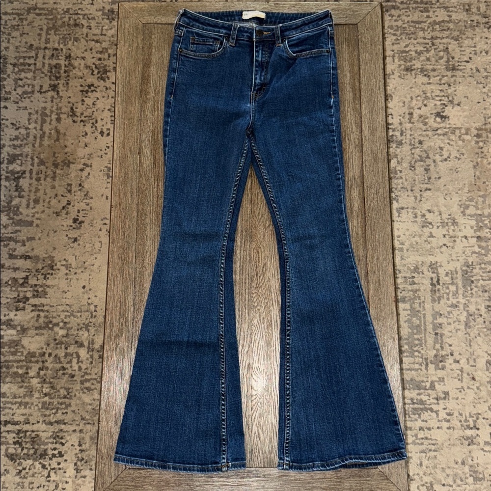 Free People Cindi High-Rise Flare Jeans Mallison Blue